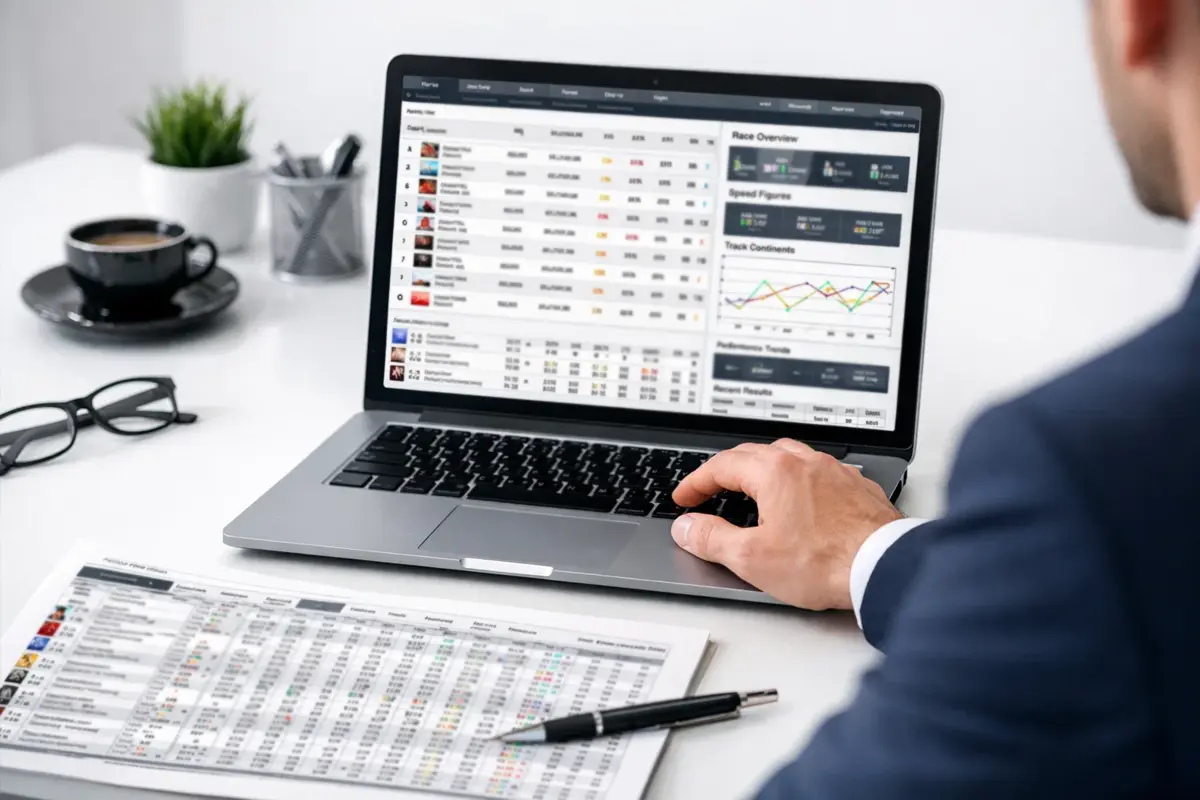 Professionelle Pferdewetten-Analyse am Laptop