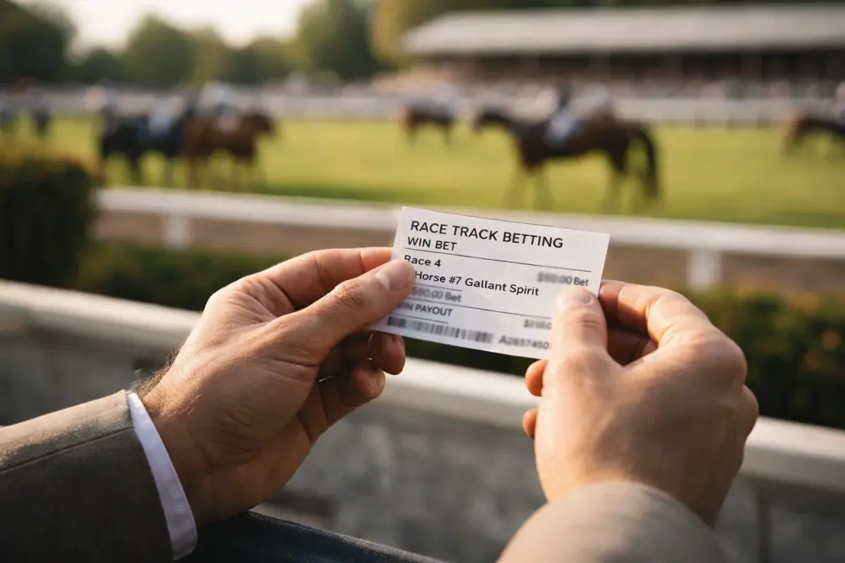 Wettschein für eine Siegwette auf ein Rennpferd