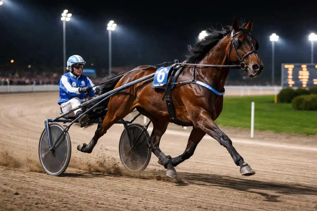 Trabrennen mit Sulky auf einer deutschen Bahn